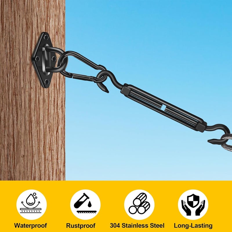 Lomoky 304 Stainless Steel Shade Sail Hardware Kit, 6 Inch Matte Black Sun Shade Hardware Kit for Triangle Rectangle Installation, Sun Shade Sail Hardware for Garden, Patio, Outdoors-46 PCS - Image 4